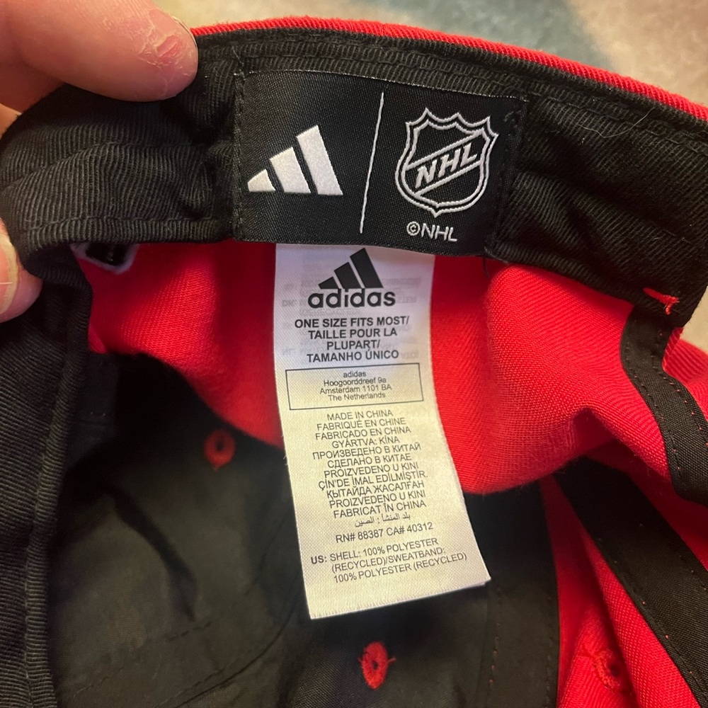 Adidas NHL Red and Black Cap